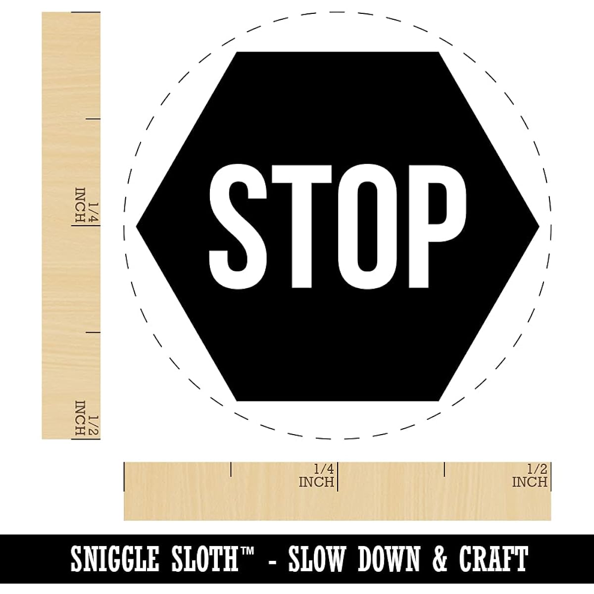 Stop Sign Self Inking Rubber Stamp for Stamping Stamps Craft Planner 1/2" Mini Fuchsia Ink