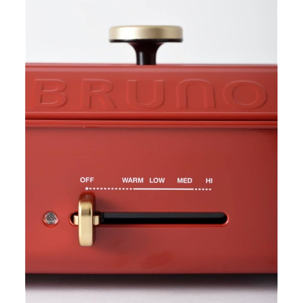BRUNO Compact hot plate Main unit 5 types of plates (Takoyaki, Ceramic coated pot, Flat grill, Multi) Glass lid Recipe book included Stylish Cute This one unit Lid included 1200W Temperature control Easy to wash For 1, 2, 3 people Small size Small size F