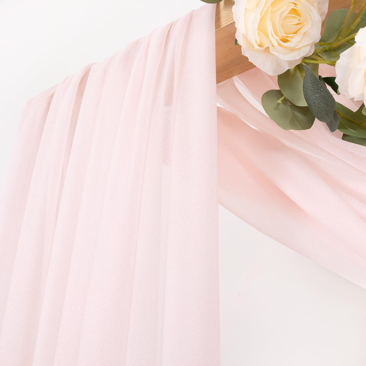 MLMC Wedding Arch Drape Fabric 2 Panels x 20 Feet Blush Pink Chiffon-Like Drape for Ceremony/Wedding/Photo Backdrop Decoration