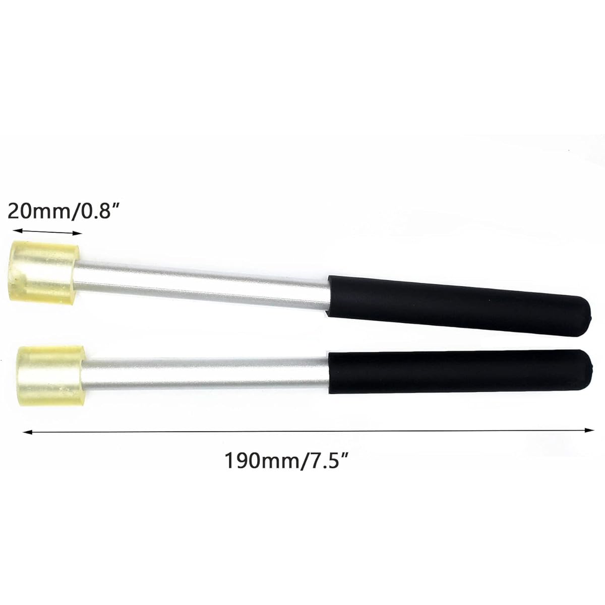 TUOREN 7.5 Inch Rubber Head Percussion Mallet Stick for Tenor Steel Pan Steel Tongue Drum Aluminum Handle