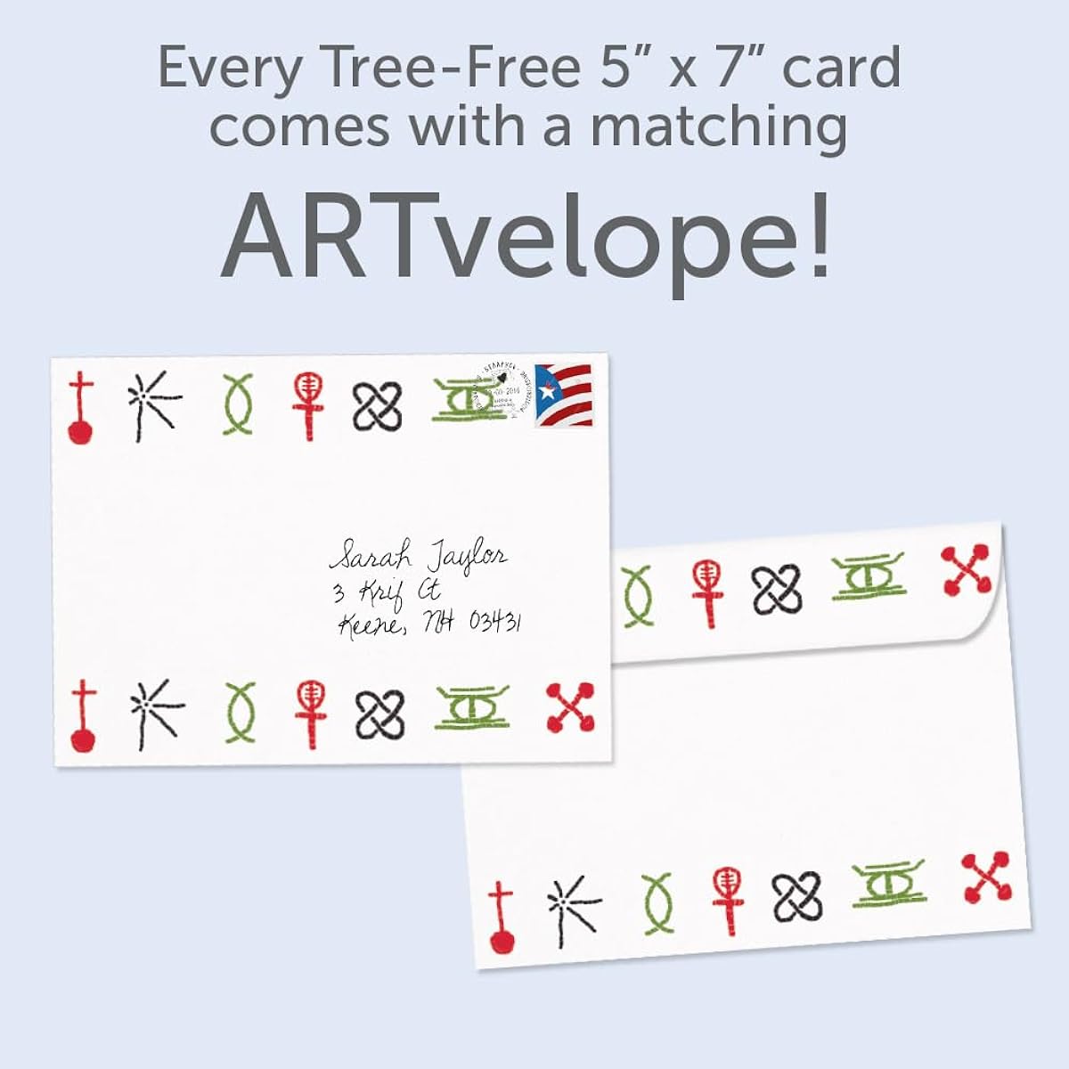 Tree-Free Greetings Holiday 10-Pack with Matching Envelopes Eco-Friendly Made in the USA 100% Recycled Paper 5"x7" Batik Kwanzaa (HB53477)