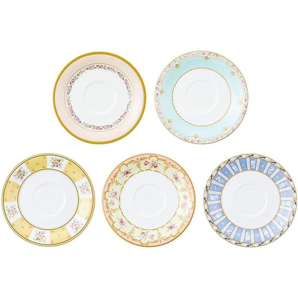 NARUMI Cup Saucer Set Floral Boutique 210cc Floral 5 Pattern Set Stylish Gorgeous Wedding Gift Present Microwave Warmable Made in Japan Gift Box Included Wrapped 41721-33459AZ
