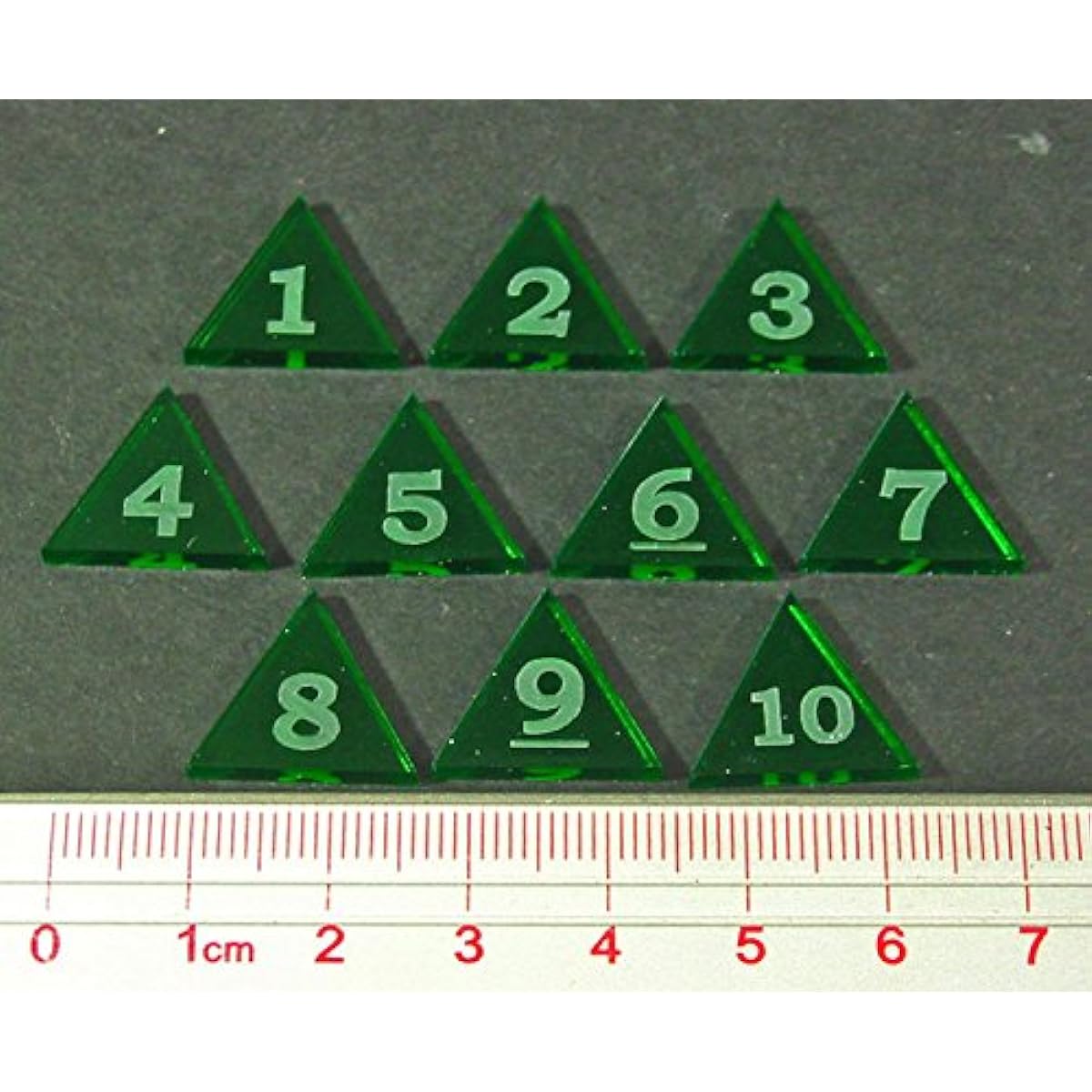 Mini Numbered Triangles, Translucent Green #1-10 (10)