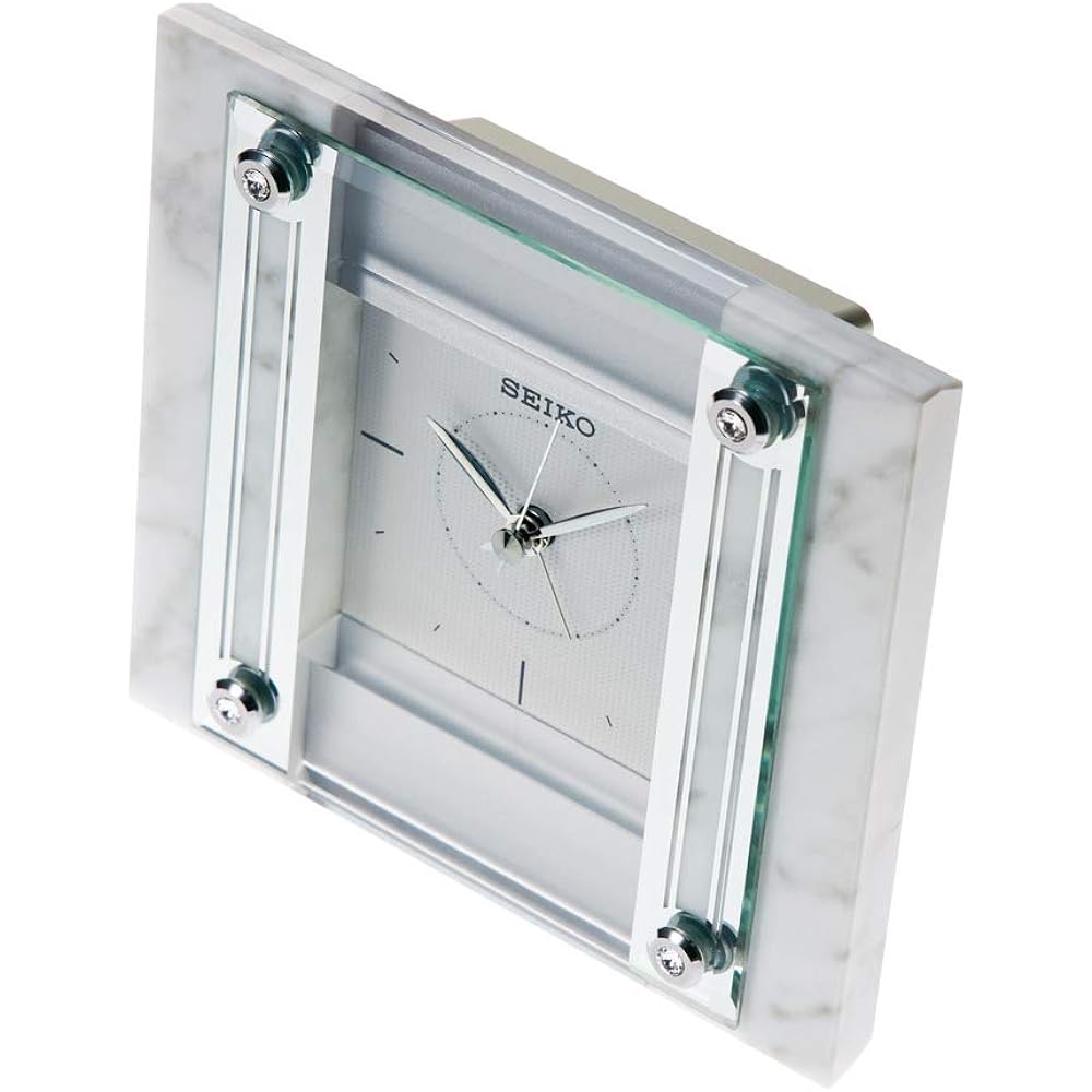 Seiko Clock Table Clock White Marble 105x120x67mm QK737W