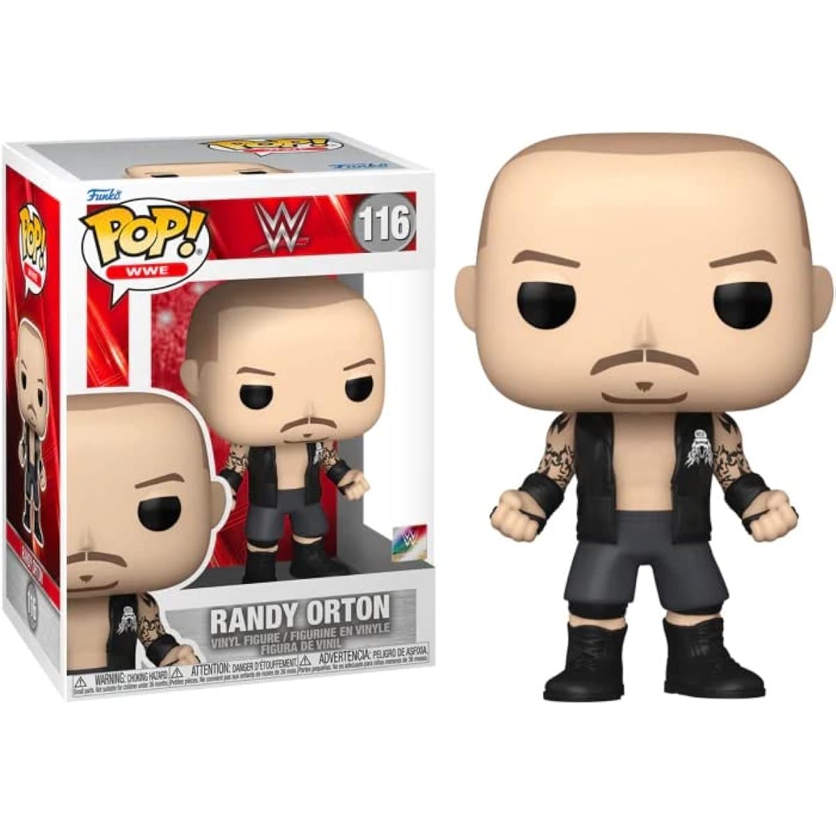 POP WWE: Randy Orton (RKBro) Funko Pop! Vinyl Figure (Includes Compatible Pop Box Protector Case), Multicolor, 3.75"