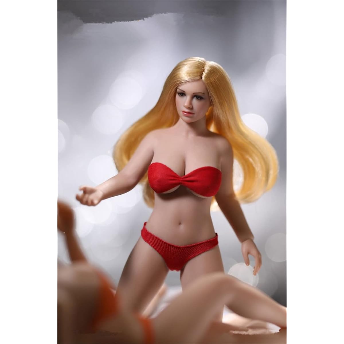 1/12 Scale Action Figure 6 Inch Female Super Flexible Slightly Thick Tan Skin Mid Bust Action Figure Doll Collection (D)