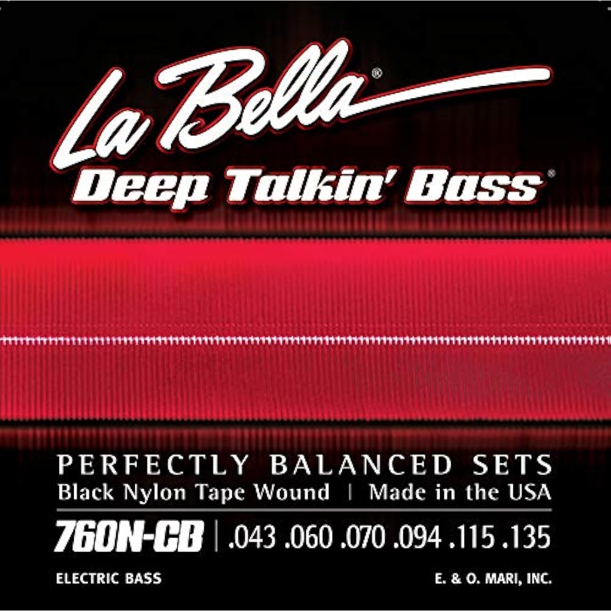 LA BELLA 760N-CB 6-string bass strings, Black Nylon Tape, 6-String 43-135