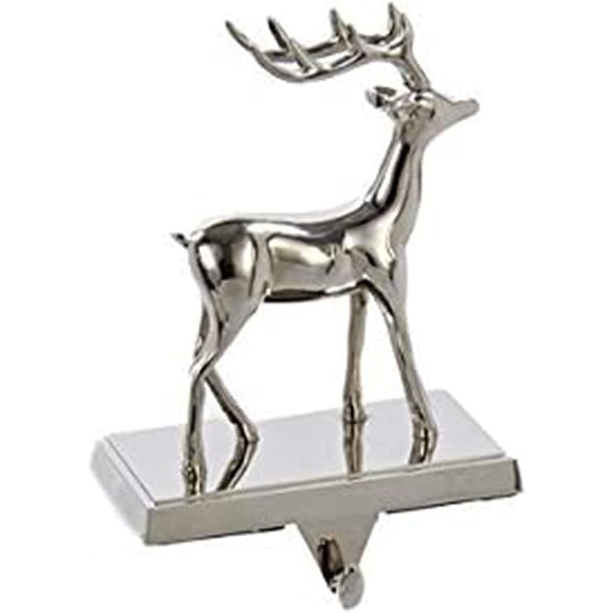 Set of 2 Metal Silver Reindeer Stocking Holders