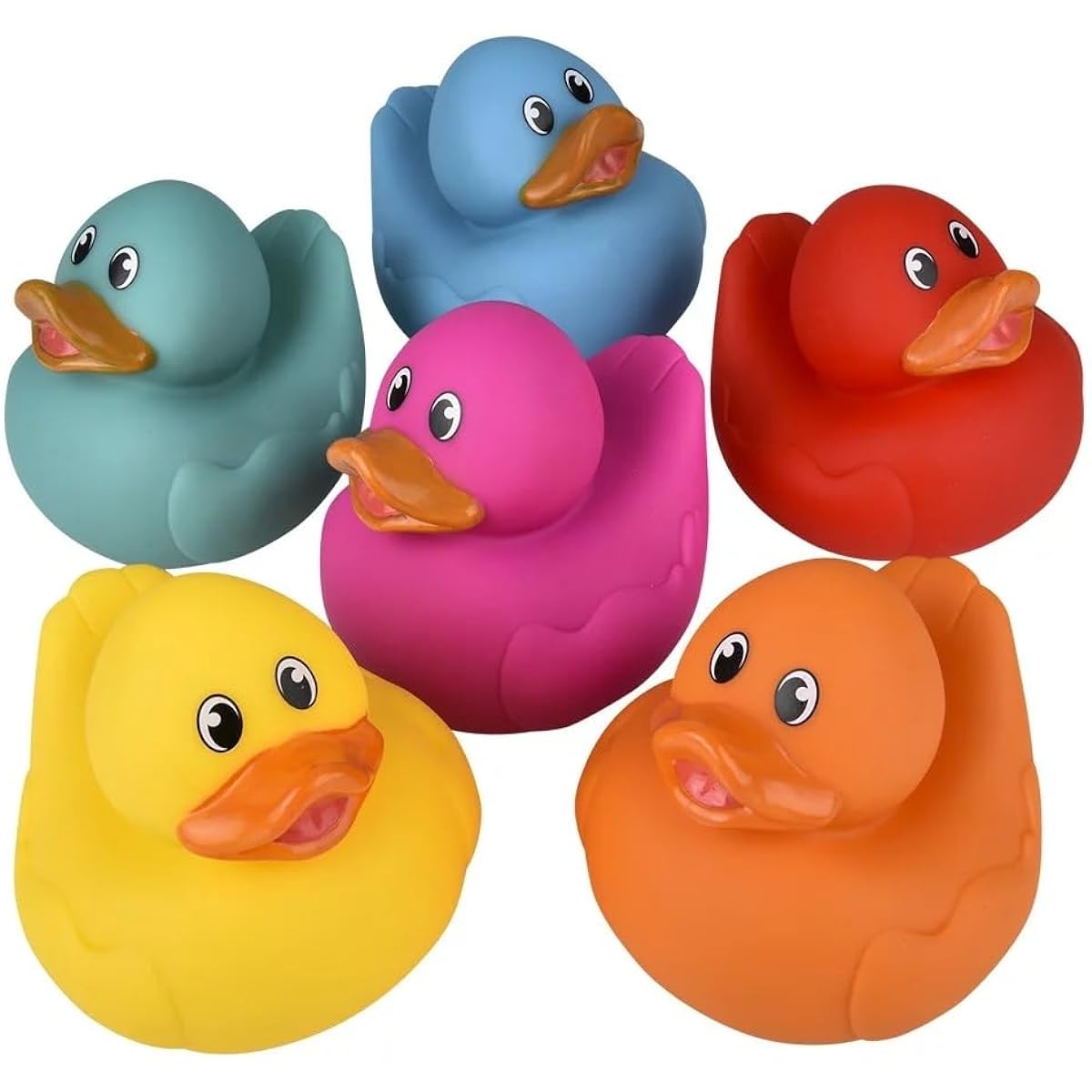 Big Rubber Ducky Collection Mix (5.5") Colorful Selection: Red, Orange, Green, Blue, Yellow, Pink. Great for Ducking (6 Pack)