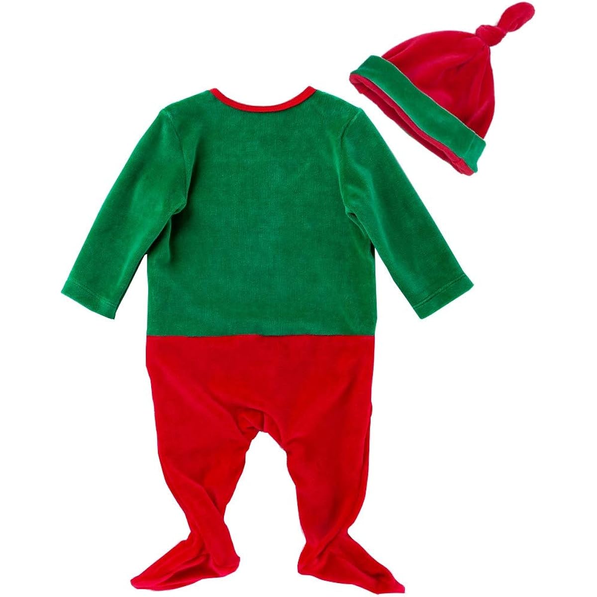 FANCYINN Baby Boys Girls Christmas Elf Outfit My First Christmas Coverall Romper Christmas Bodysuit & Santa Hat 2 Pieces