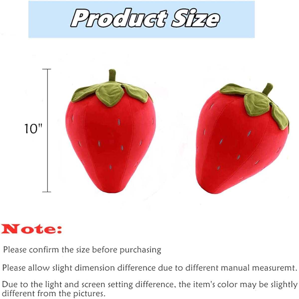 AUCOOMA Cute Fruit Stuffed Animals Strawberry Plush Pillow Soft Plush Toys for Kids Girls 10 Inch