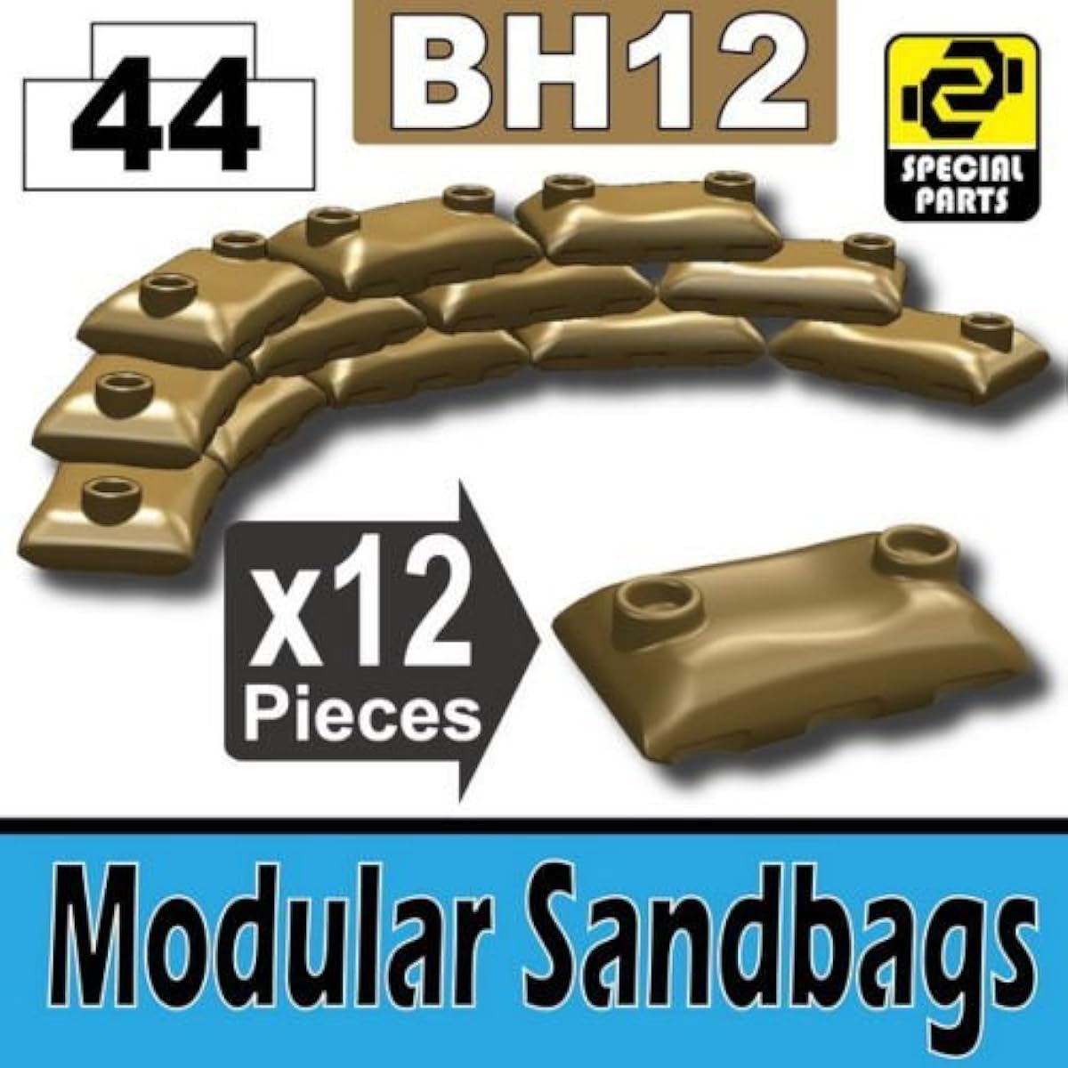 Custom Dark Tan Army Sandbags Designed for Toy Brick Mini Figure