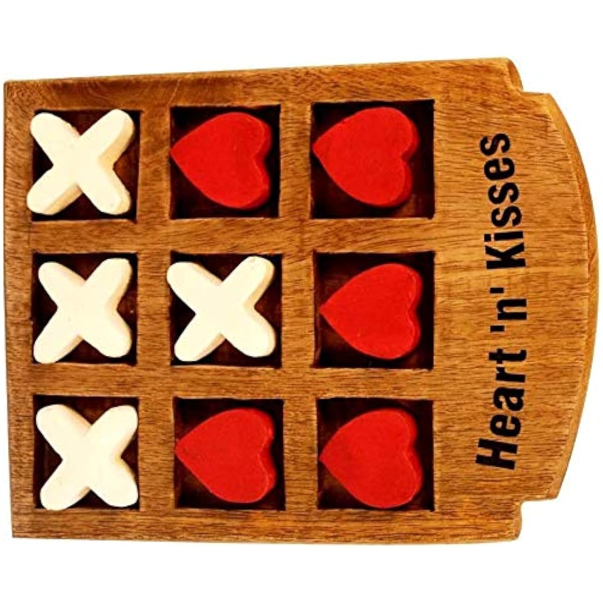 Earthly Home Premium Hand Carved Wooden Tic Tac Toe Game for Ages 7+, Living Room Decor, Antique Design, Great Gift for Kids, Adults, Teens, Style 4