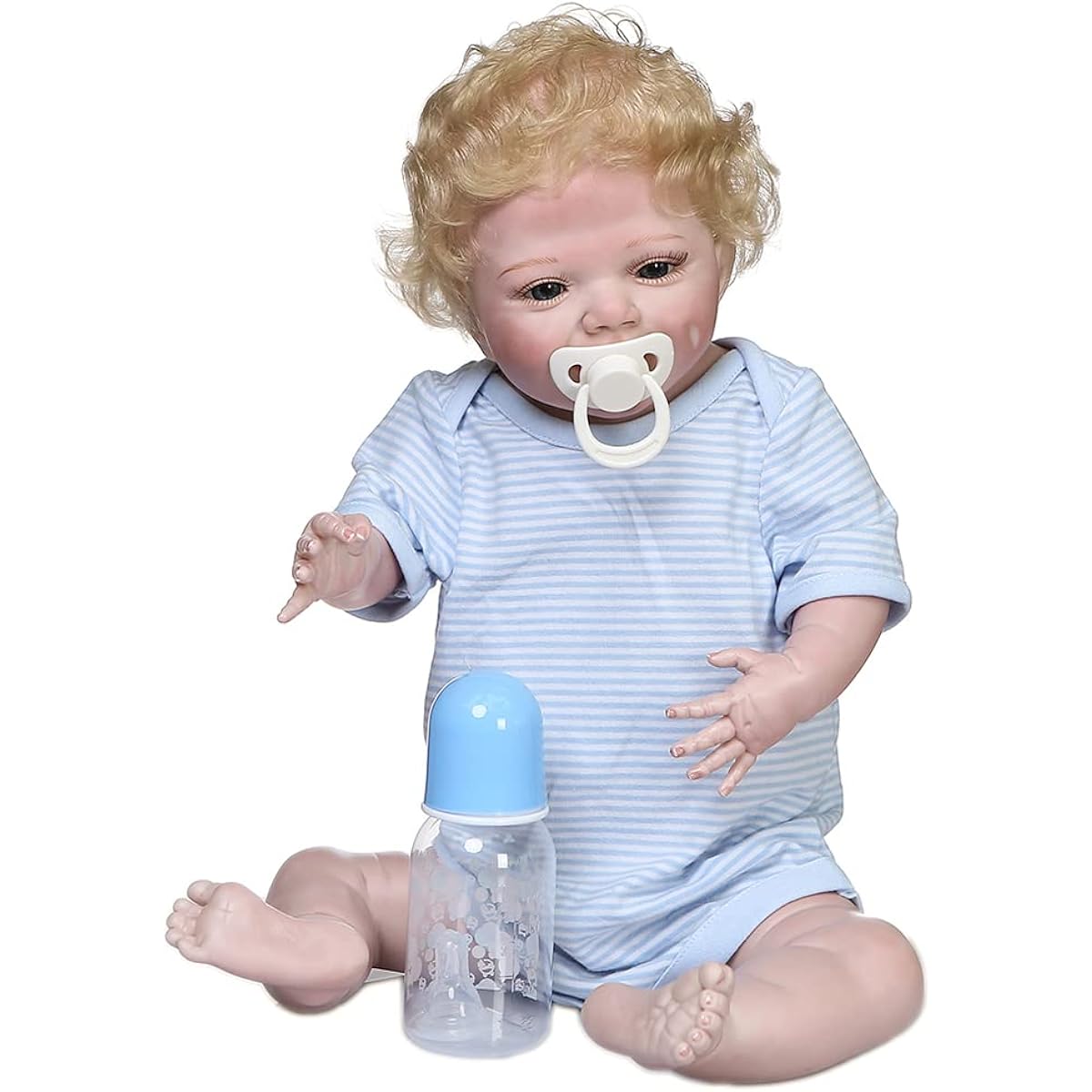 iCradle Reborn Baby Doll Boy Full Body Handmade 22 Inch Realistic Reborn Toddler Waterproof Newborn Baby Doll Boy Blonde Hair Bath Toy Gift Set for Kids Christmas