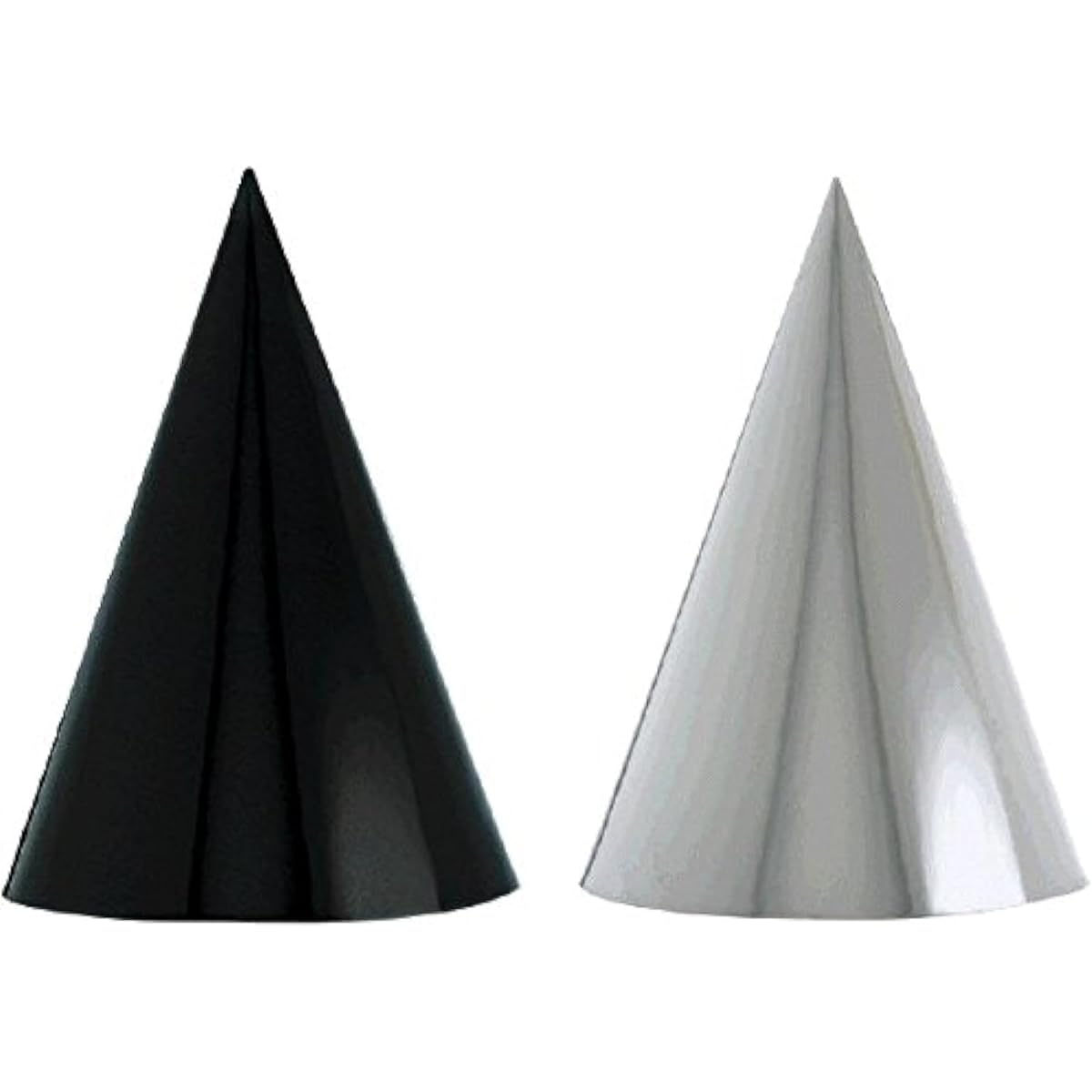Classic Black And White Birthday Party Foil Cone Hats , Pack Of 12, Multi , 7"