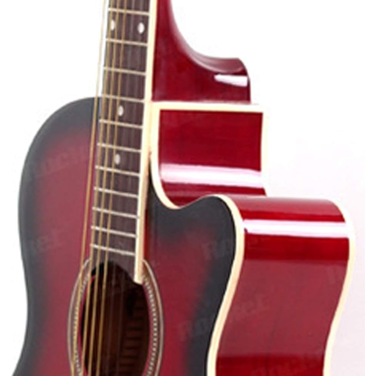 Beginner's Practice Guitar Solid Wood Veneer Guitar 38 Inch Acoustic Guitar with Rosewood Fretboard Elementary School Student Adult Beginner Guitar (Color: Red, Size: 38 inches)
