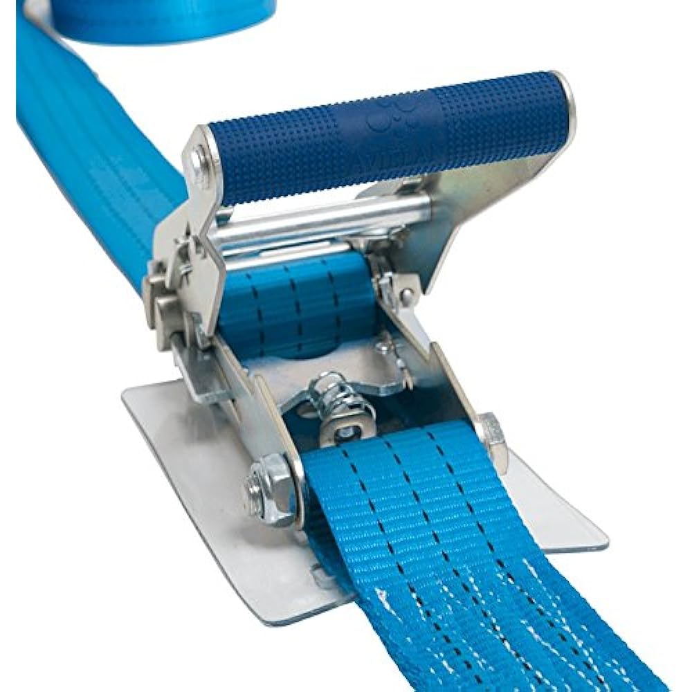 AVIELAN Lashing Belt 50mm Width I Hook (Compatible with Rope Hook) Winding 5m Fixed 1.0m Blue