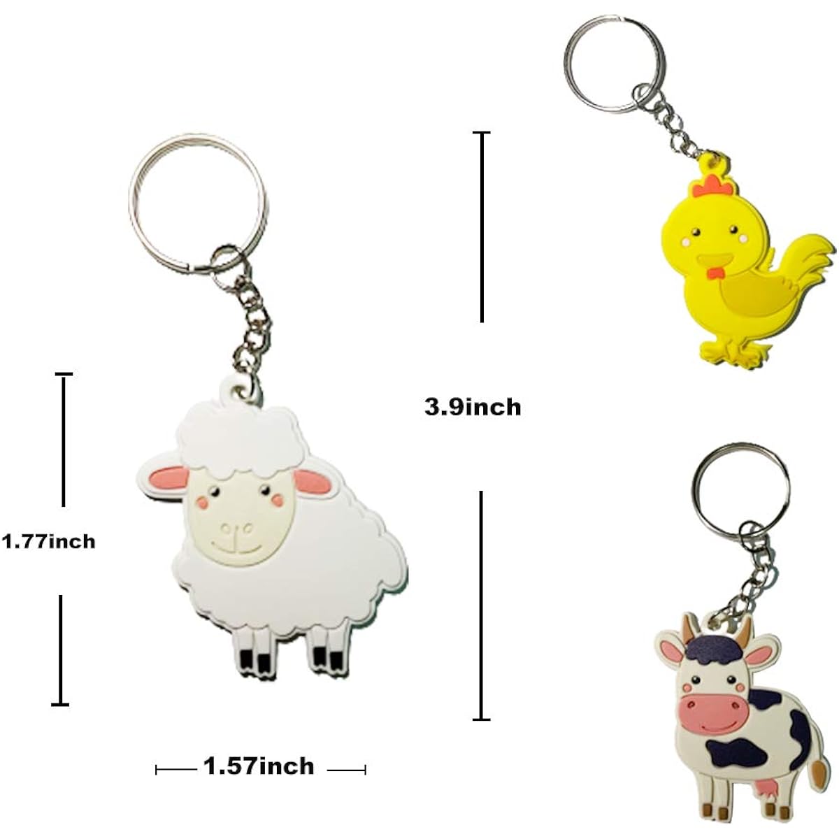 24 Pack Farm Animal Keychains Farm Theme Birthday Party Favors Gifts for Kids