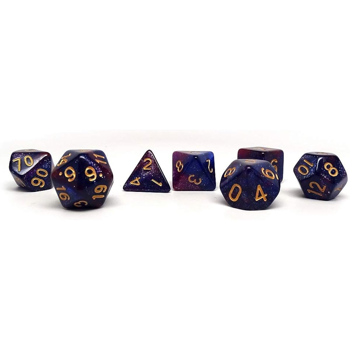 Stardust Plastic Polyhedral Dice Set for Tabletop Games and RPGs (Midnight Purple Stardust)