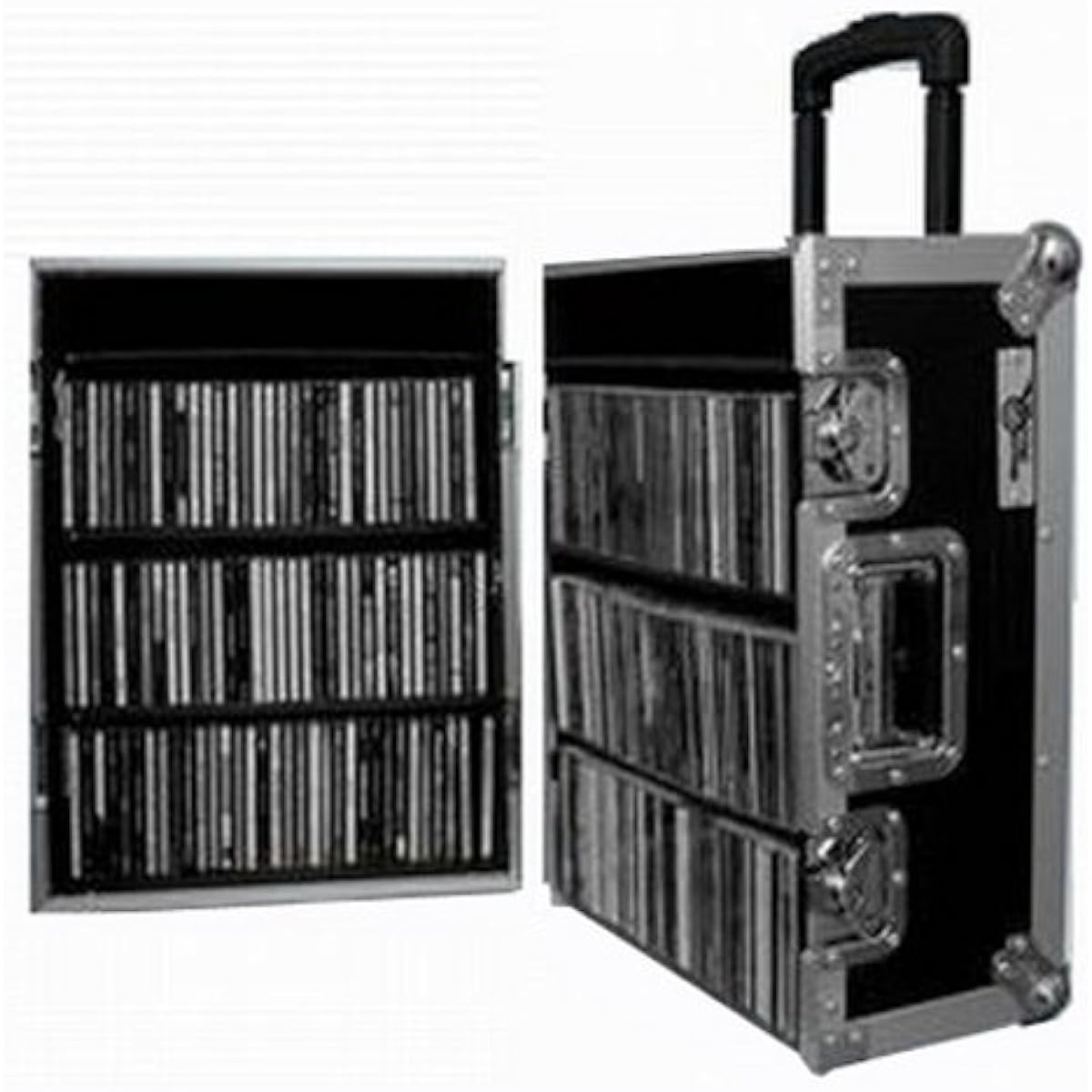 ROADREADY Touring CD Case with Handle and Casters, Holds 200 CDs, CD-Koffer/CD Case with Wheels and Pull Out Handle RRCD200HW