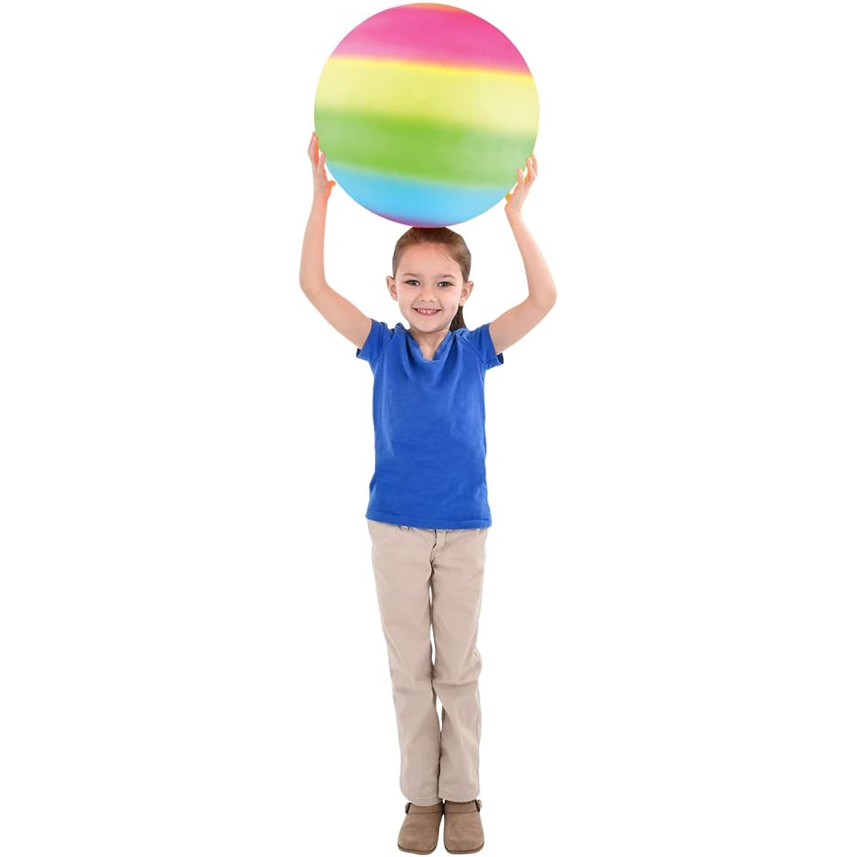 HOWBOUTDIS 18" Rainbow Playground Ball - Bouncy Durable Rubber - For Boys and Girls - Outdoor Fun - Great for Beaches, Parks and Playgrounds