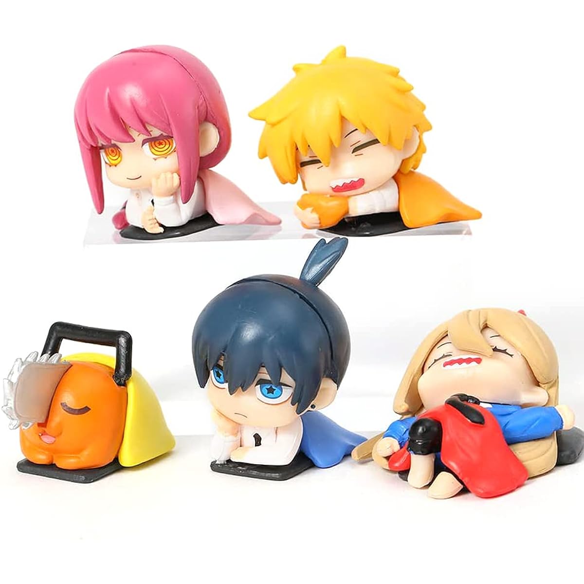 BGVEI Chainsaw Man Figure Sleeping Set Dengi Power AKI Makima Action Figure Anime Figure Collection Desktop Decoration PVC Model Statue Toy Gift for Anime Fans