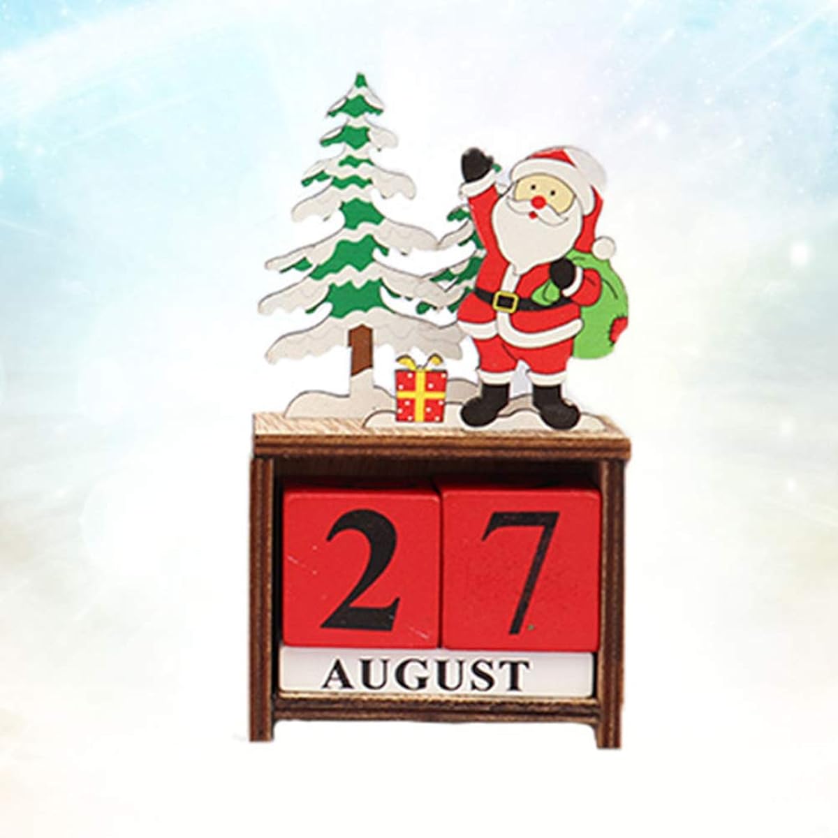 Christmas Wooden Calendar Decoration Desktop Reusable Perpetual Calendar Creative Santa Claus Design Calendar Block Photo Props Office Home Table Ornaments