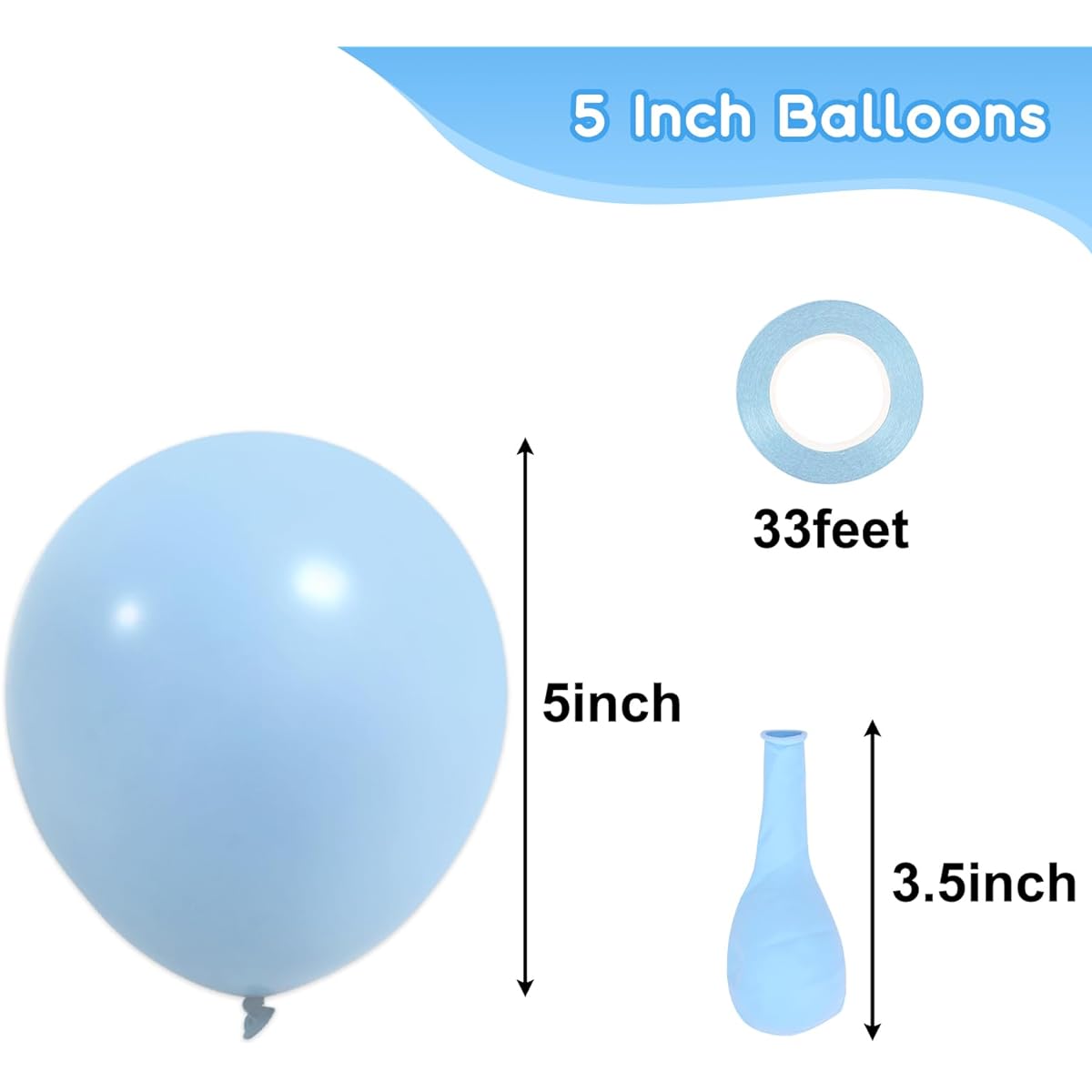 RUBFAC Pastel Blue Balloons 70 Pieces 5 Inch Baby Blue Balloons and Ribbons Thick Latex Balloons for Birthday Wedding Baby Shower Graduation Anniversary Party Decoration