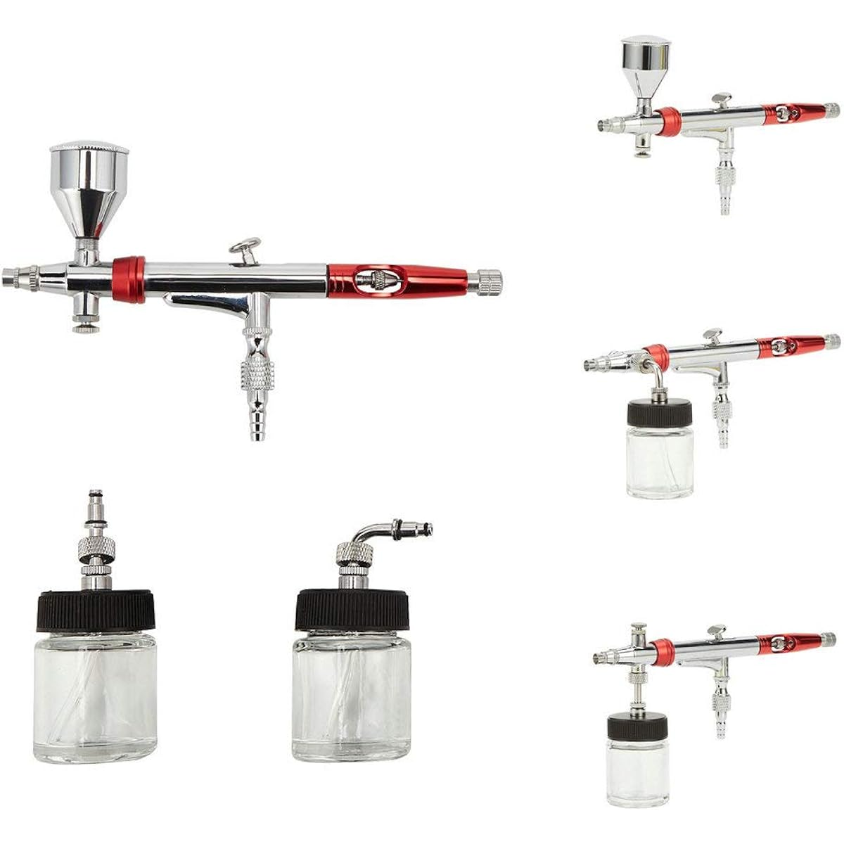 HUBEST Multipurpose 0.2/0.3/0.5mm Double Action Siphon/Gravity Feed Airbrush with Gravity Cup Siphon Suction Feed Bottle
