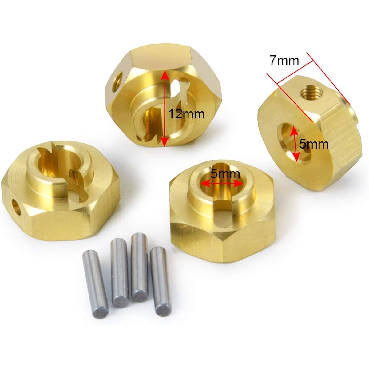 RCLions 12mm Wheel Hex Hub Heavy Weight Brass 5mm Thick Upgrade Axial scx10 iii AXI03004 AXI03007 1/10th RC Crawler Car