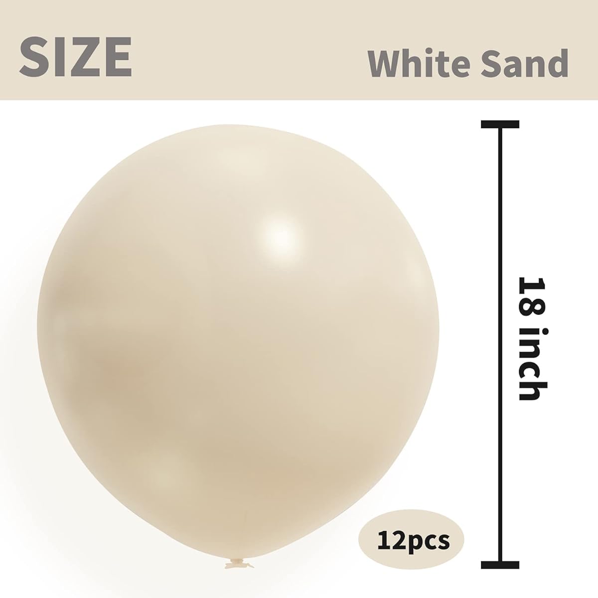 Sand Balloons 18 Inch 12 Pieces White Sand Party Balloons Cream White Balloons Matte White Balloons for Birthday/Baby Shower/Wedding Party Decorations