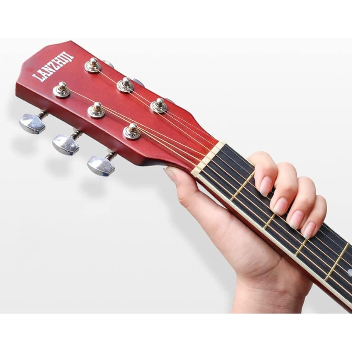 Acoustic guitar guitar, reduces finger fatigue, easy to play, easy to maintain tune Folk acoustic guitar, beginner's instrument, guitar accessories, smooth and beautiful, for students, children and adults Native classical guitar (Color: C_38 inches)