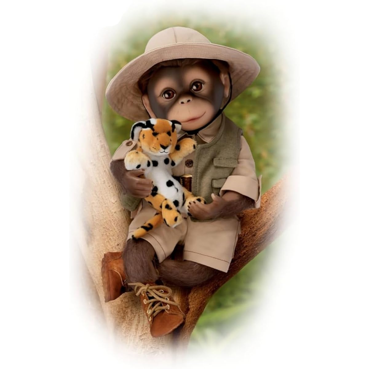 The Ashton-Drake Galleries Milo The Safari Monkey Doll - So Truly Real® Hand Painted Mohair Weighted Poseable Plush Leopard Stuffed Animal with Soft RealTouch® Vinyl Skin - 16"