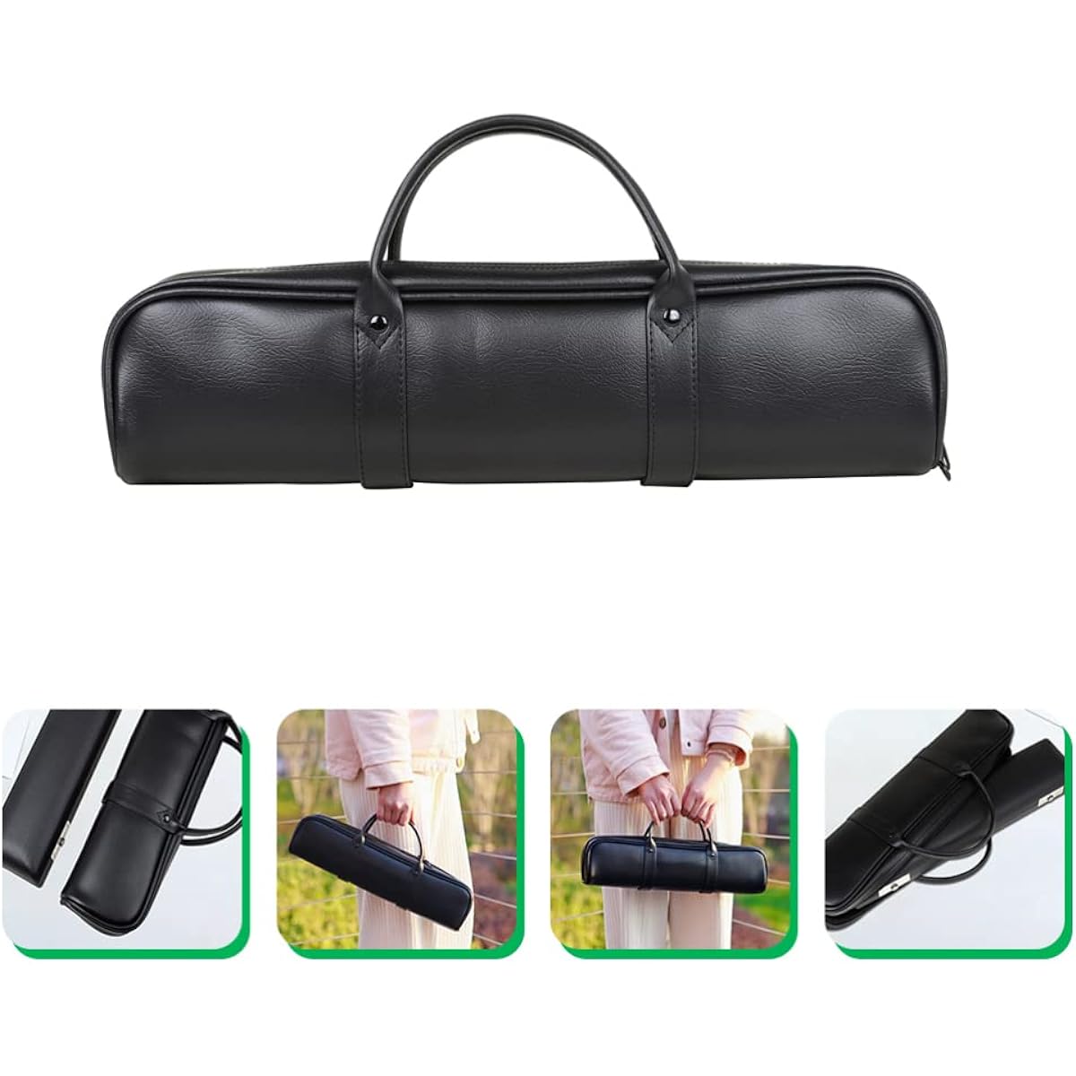 ARTIBETTER Leather Flute Storage Bag Leather Flute Clarinet Storage Bag Soprano Saxophone Case Flute Storage Case for Outdoor Use