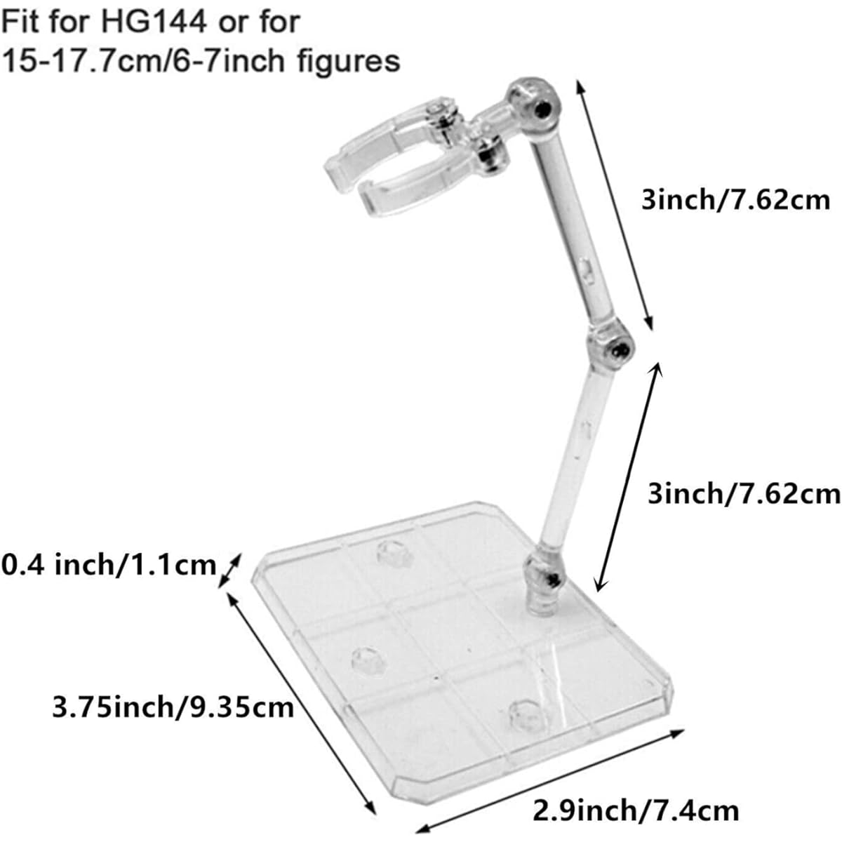 TSY TOOL HG144 Action Figure Stand Display Holder Base Doll Model Support Stand for 6" HG RG SD SHF Gundam 1/44 Toy Clear Set of 2