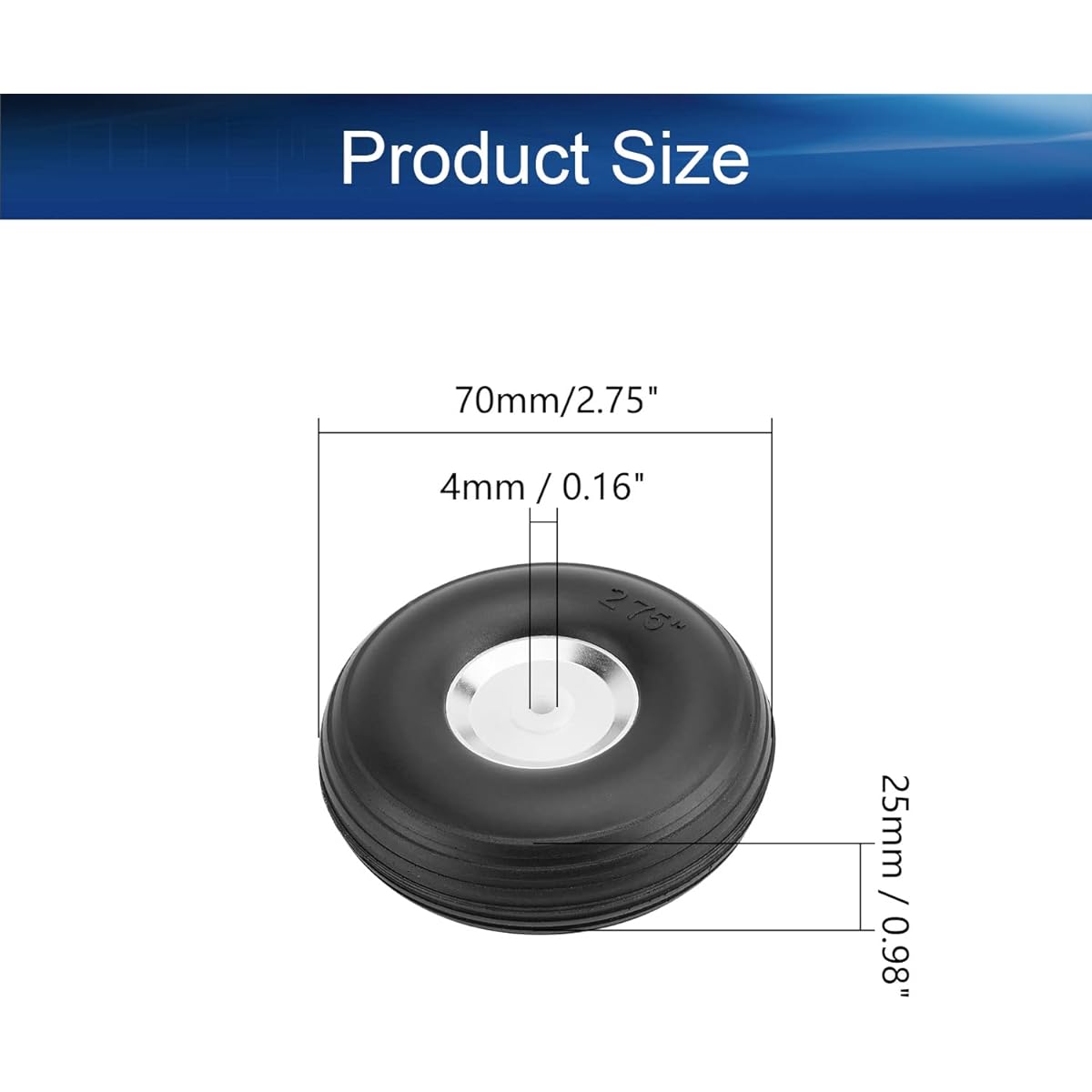 Bettomshin 1 Piece Tire and Wheel Set for RC Car Airplane PU Sponge Tire Aluminum Alloy Hub, 2.75