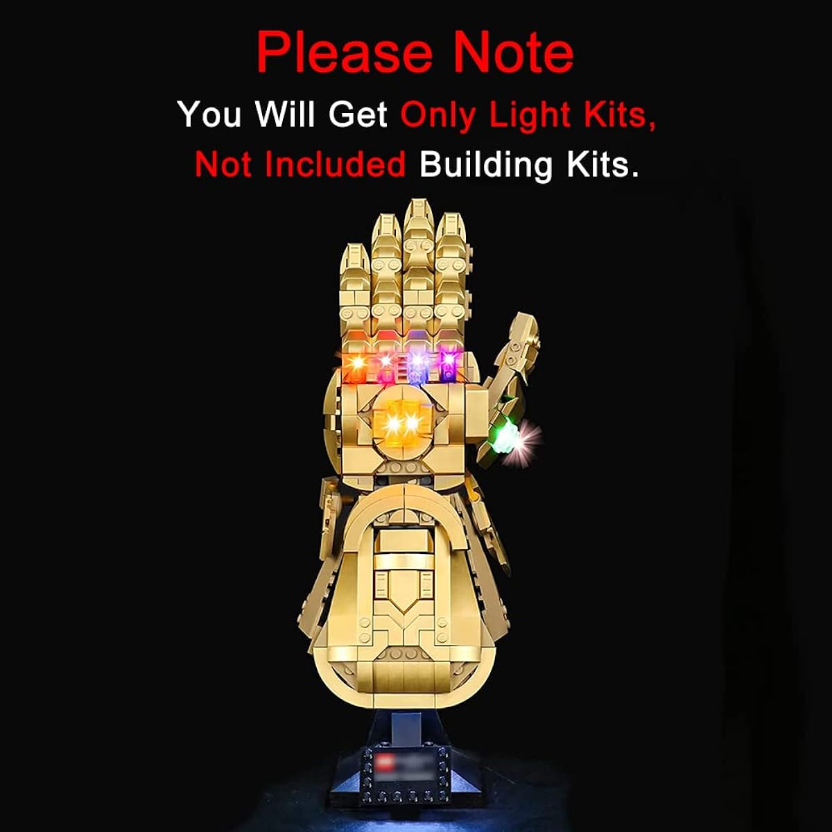 LMTIC Voice Control Lighting Kit for Lego Infinity Gauntlet Collection Building Kit Light Set Compatible with Lego 76191 Thanos Right Hand Gauntlet Model(LEGO set is not included).