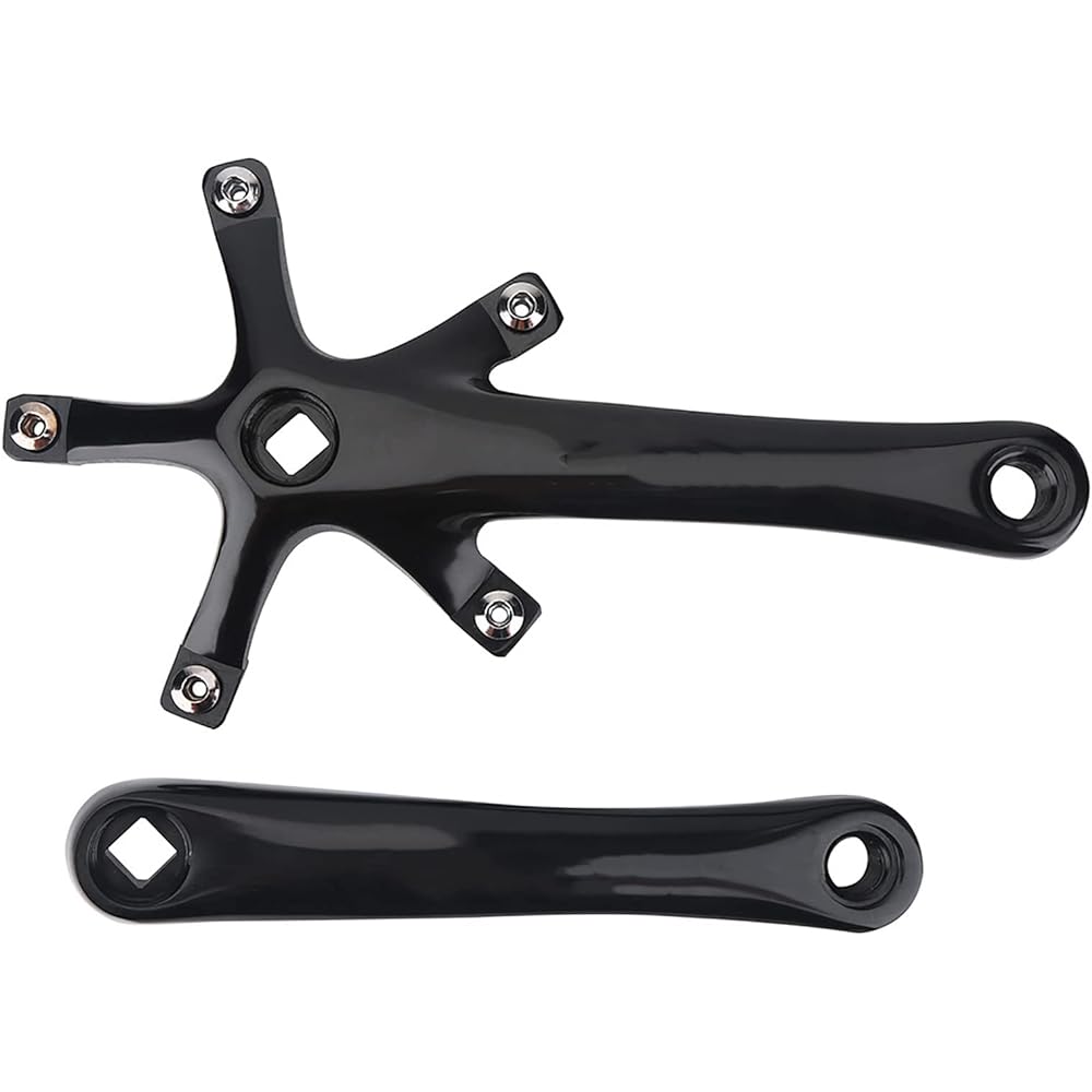 Bicycle Crank Set, Crank Arm Made of Aluminum Alloy, 5 Claws, Lightweight, For Road Bikes and Mountain Bikes, High Strength, Not Easy to Deform, Left and Right Set (Black)