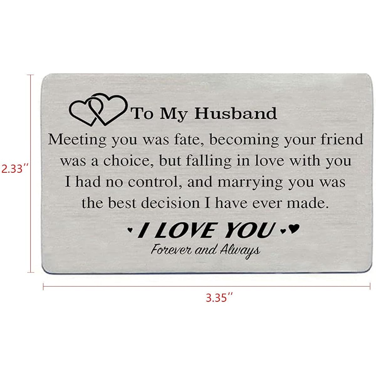 Couple Boyfriend Girlfriend Soulmate Gift Special Funny Engraved Wallet Card Present US Size: Small Color: Silver
