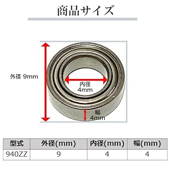 IKKO'S Miniature Bearing Stainless Steel Double Sided Shield (Premium Model 940ZZ (4 x 9 x 4) 10 pieces)