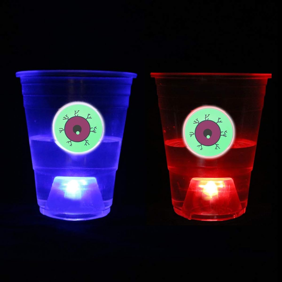 Six Senses Media Halloween Dark Beer Pong Set, Beer Pong Party Cup Set, LED Beer Pong Cups and Glow in the Dark Balls, Set of 22