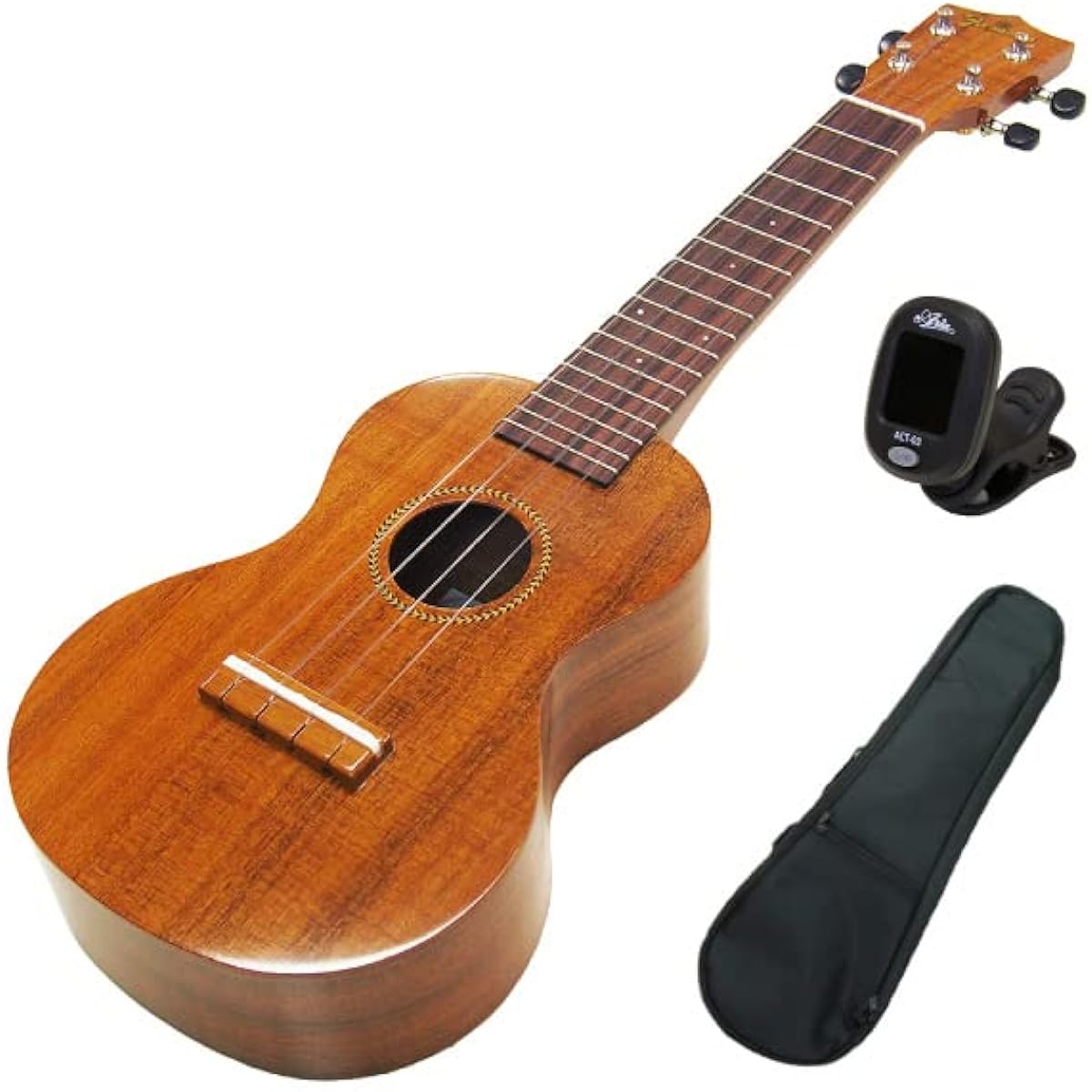 Famous FS-8LN Japanese-made ukulele, soprano, long neck, with tuner, Hawaiian Koa (made in Japan for your peace of mind) (soprano scale, 14F joint) (u)