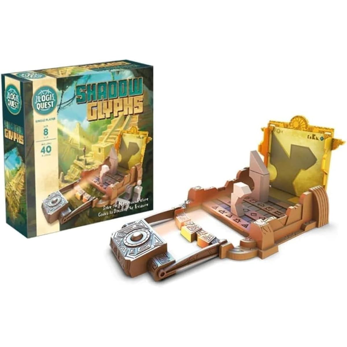 Shadow Glyph Logic Puzzle Board Game | LogiQuest Puzzle Adventure Game | Kids & Family Puzzle Game | Includes 40 Puzzles | Convenient Portable Case | Ages 8+ | 1 Player | Average Play Time 15 minutes