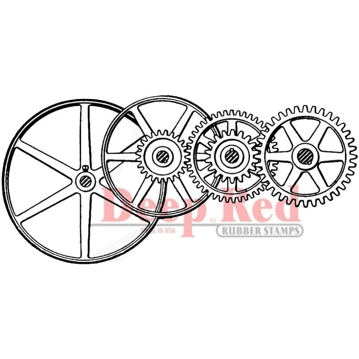 Deep Red Stick Stamp Gears and Pullies