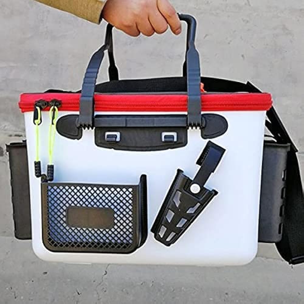Wellvie Backpack Fishing Tackle Bag Bucket EVA Fishing Bag Fishing Bag Keeper Backpack Fish Keep with Rod Holder Swimming Fishing Raw Bait Storage Pocket