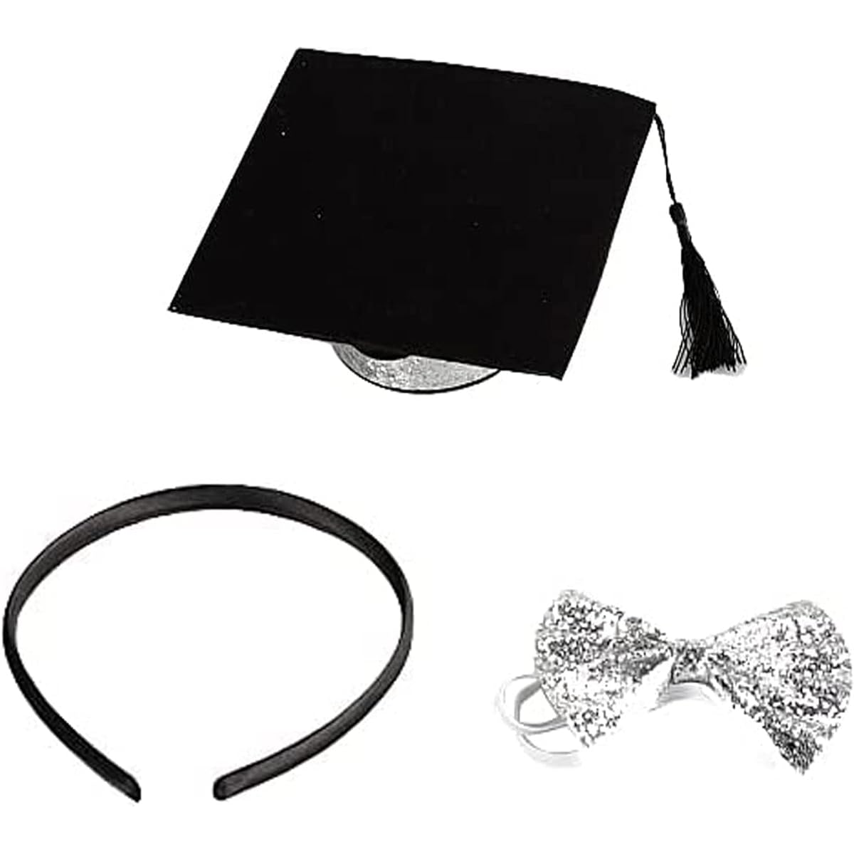 Soochat Graduation Cap Headband with Sparkly Bow Tie Graduation Party Supplies Kit Graduation Decorations 2 Pieces