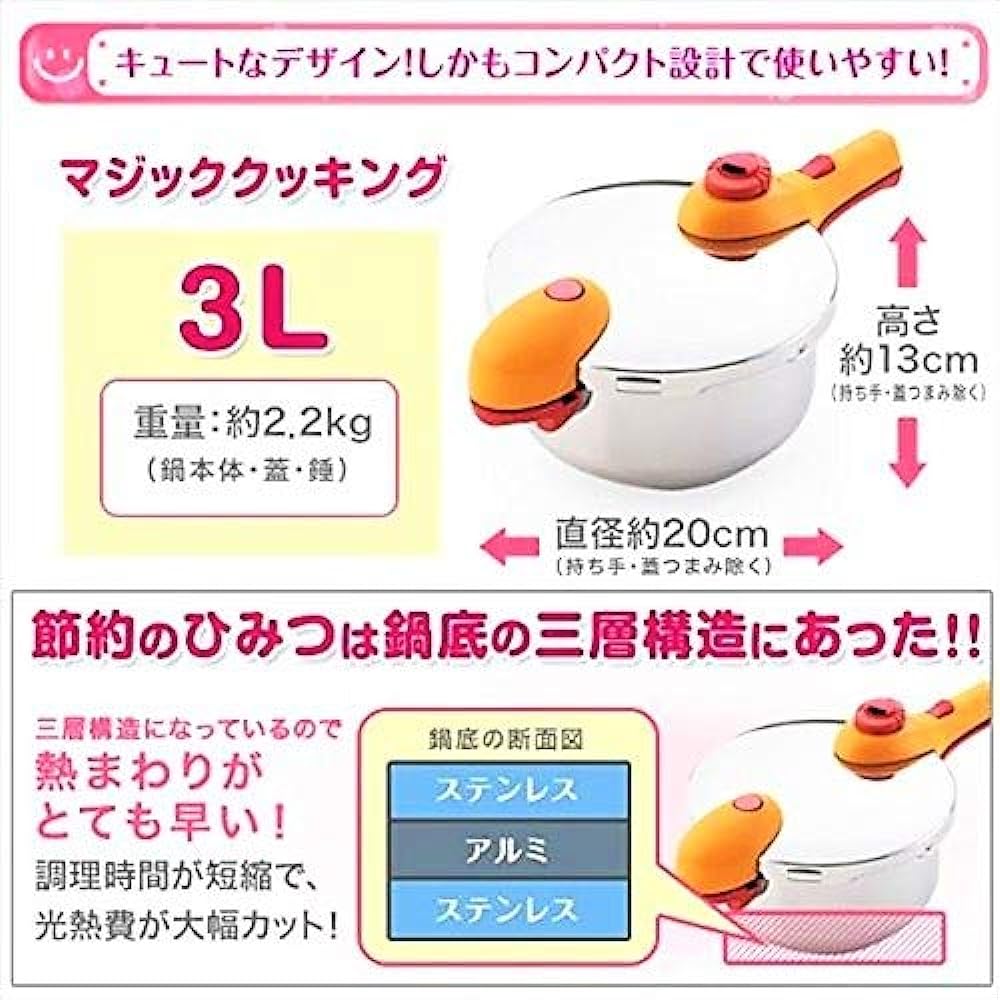 Pressure cooker Magic Cooking 3.0L Simple Set produced by Kazuyo Matsui, JC Creative Co., Ltd.