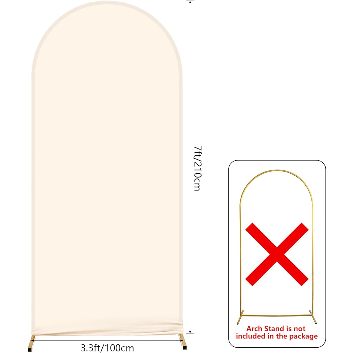 AIBIIN 3.3x7ft Beige Arch Wall Backdrop Round Top Background Cover Solid Round Top Arch Frame Cover Double Sided Fit Backdrop Stand for Wedding Baby Shower Birthday Bridal Shower Event Party Decoration Props