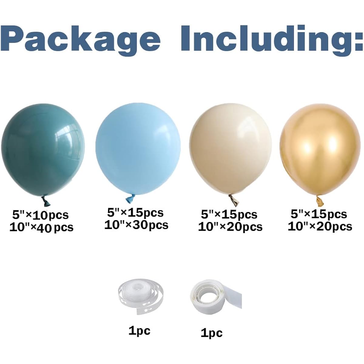 GIHOO Ocean Blue Balloon Arch Garland Kit 165pcs White Sand Pastel Macaron Blue Chrome Gold Birthday Balloons Baby Shower Wedding Party Backdrop Decoration