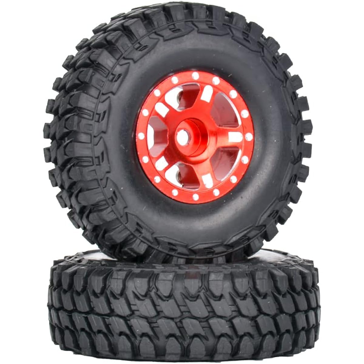 AXIAL SCX24 AXI00006 AXI90081 AXI00002 AXI00001 4pcs Metal Wheel Hub Rubber Tires for 1/24 Mini RC Model Car Crawler (1 Red)